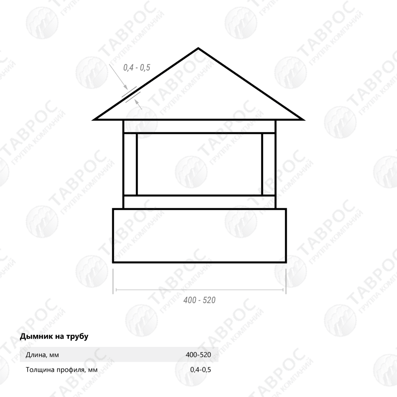 Дымник на трубу Гладкий полиэстер RAL 3005 (Красное вино) 520*520