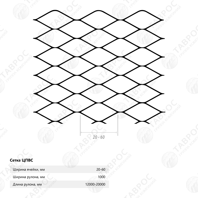 Сетка ЦПВС (60x0,7 мм) 1x20 м / D=0,5 мм